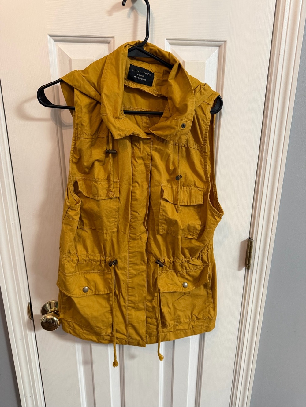 Love Tree Mustard Utility Vest with Hood